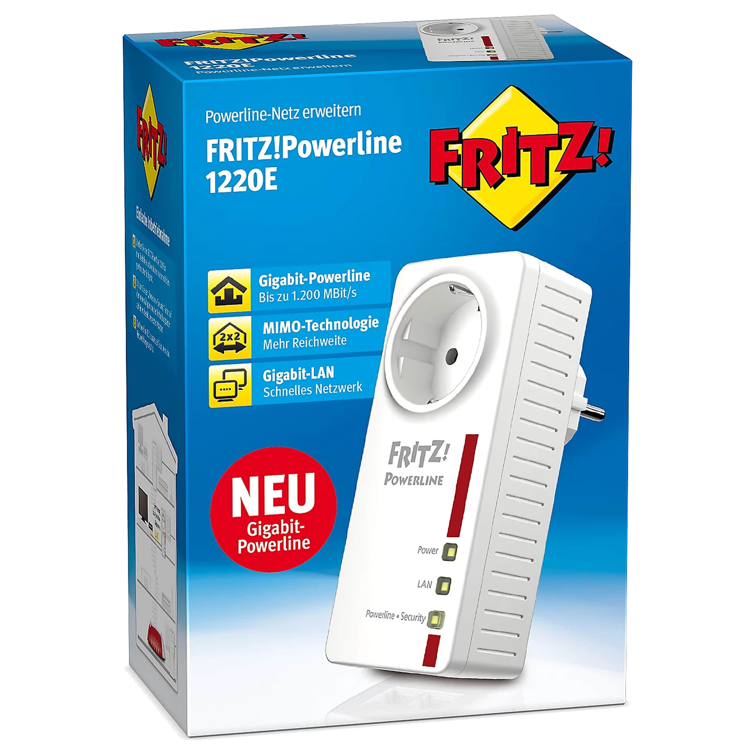 AVM FRITZ!Powerline 1220E - Powerline Starter Kit - Weiß - Neu