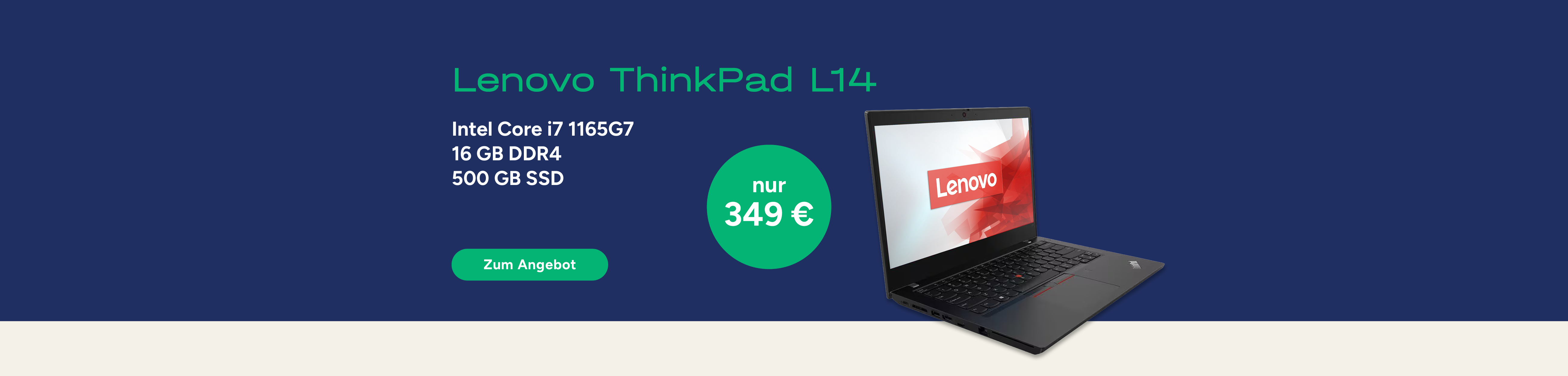 Die Grafik zeigt ein Lenovo ThinkPad L14