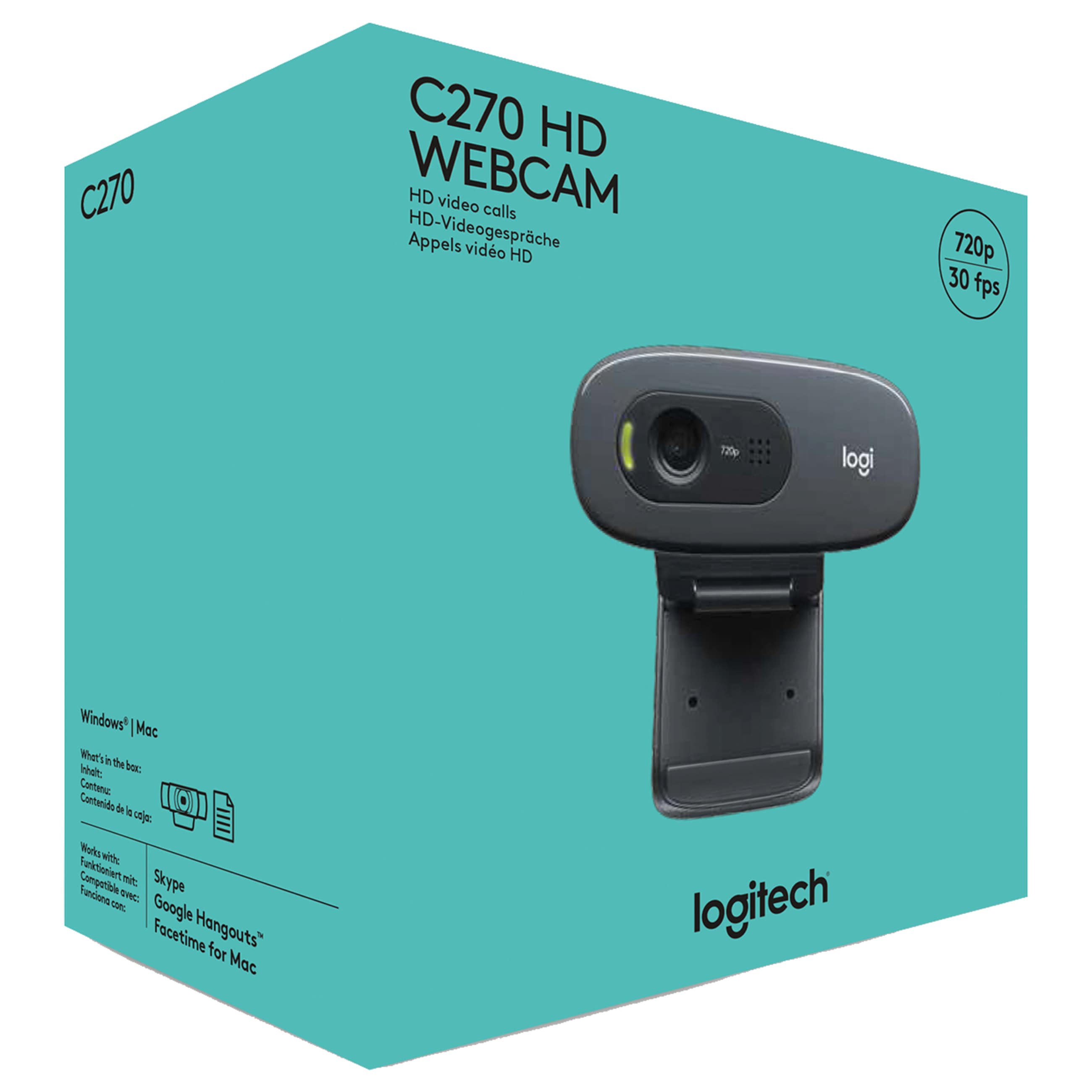 Logitech C270 - HD Webcam - Schwarz - Neu
