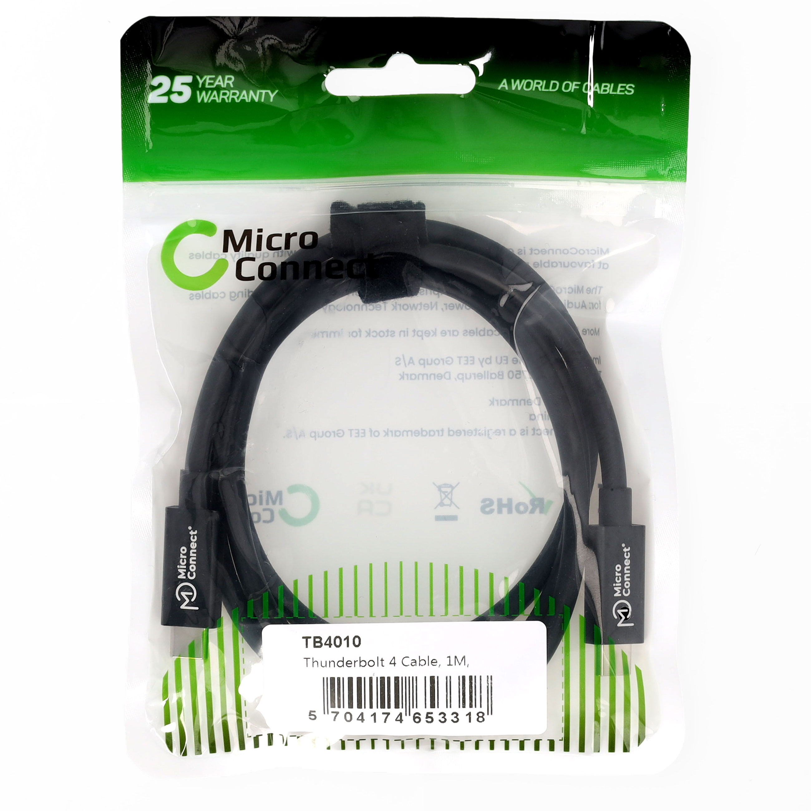 MicroConnect Thunderbolt 4 Kabel, 40 Gbit/s, 100W, 8K60Hz, 1,00 m