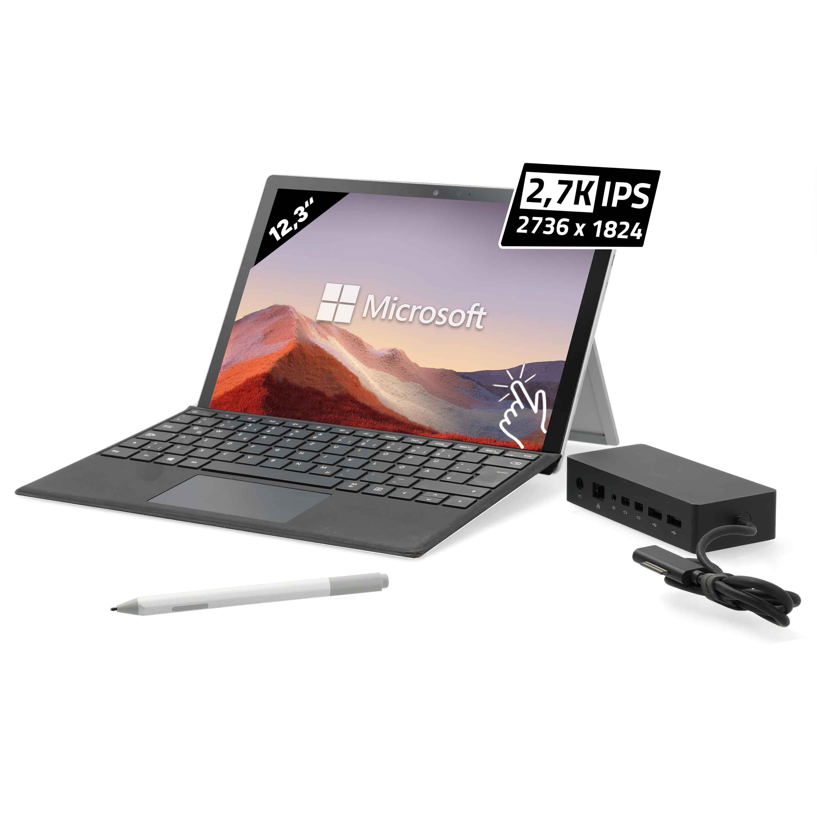Microsoft Surface Pro 7+ inkl. Dockingstation, Tastatur und StiftGut - AfB-refurbished