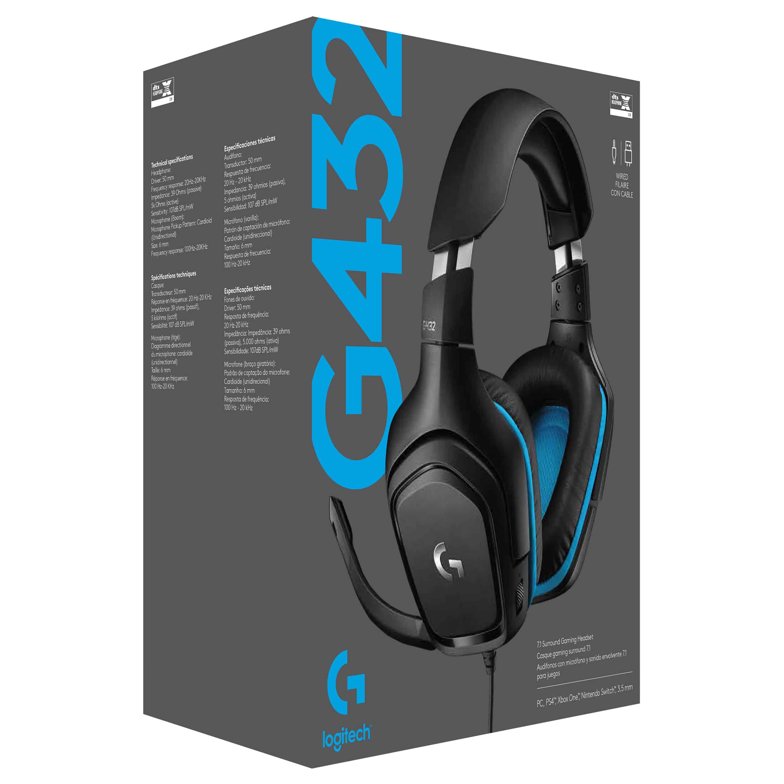 Logitech G432 - Over-ear Gaming Headset - Blau - Neu