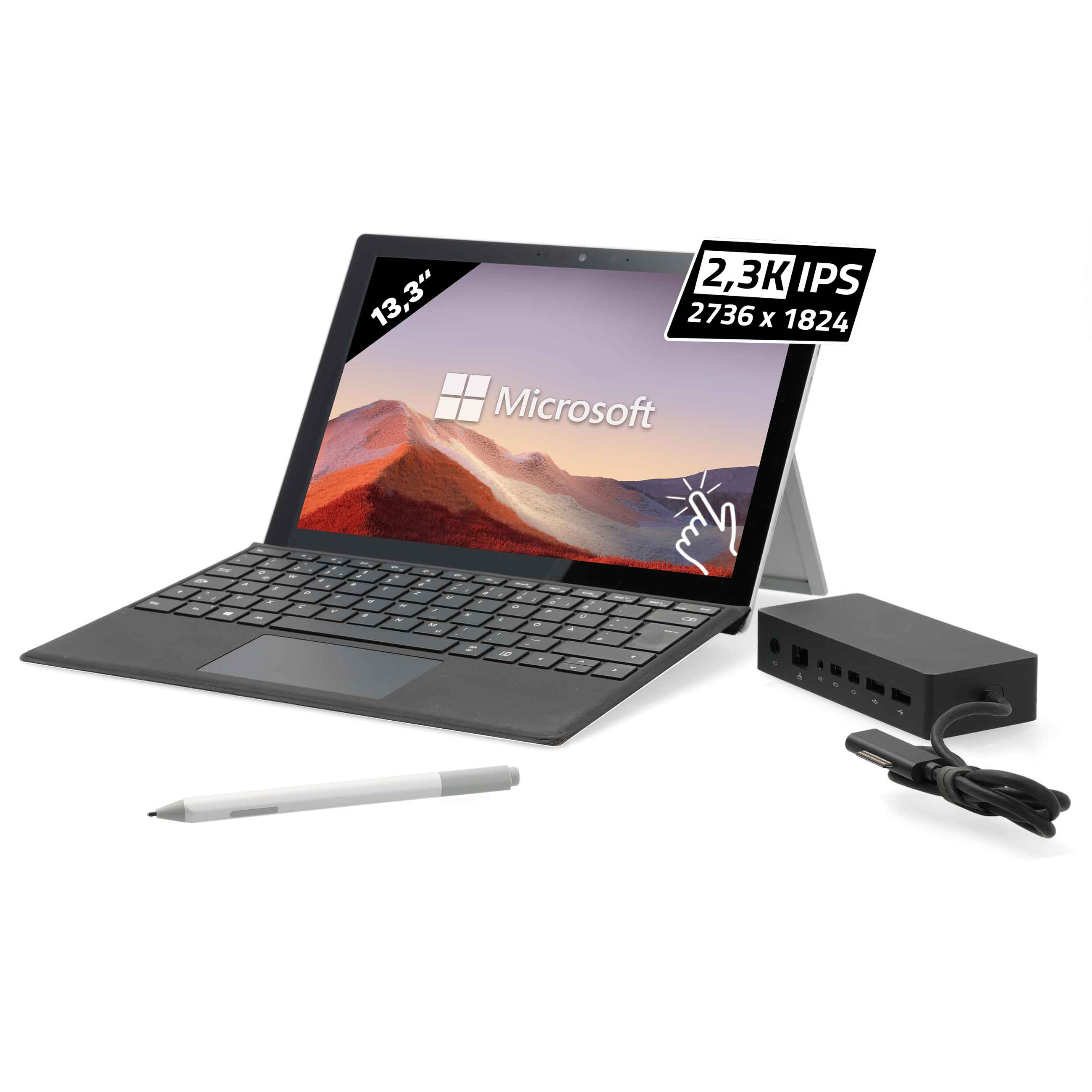 Microsoft Surface Pro 7 inkl. Dockingstation, Tastatur und Stift