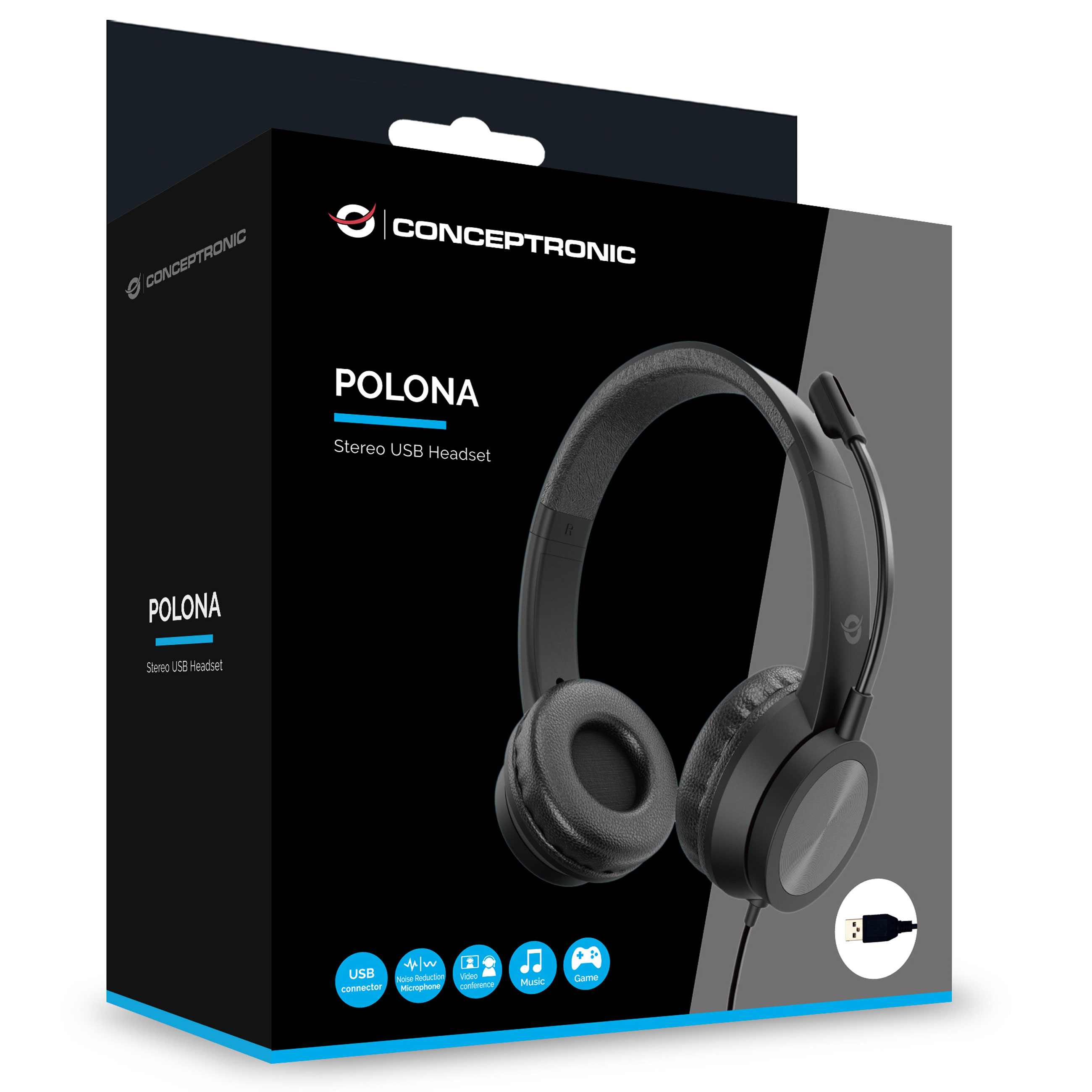 Conceptronic POLONA05B - On-ear Headset